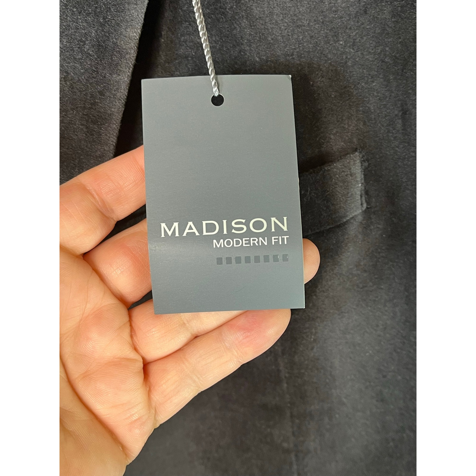 Madison Modern Fit Single Breasted Velvet Blazer, Grey, Size 44r, Nwt — image 4 of 7